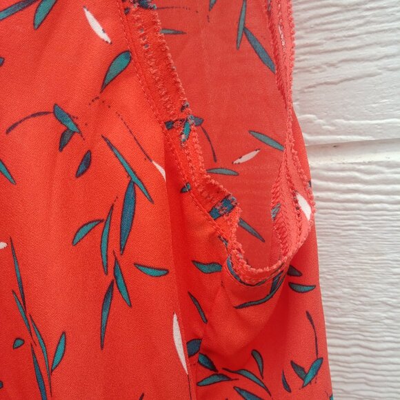 4/$20 Banana Republic sleeveless floral orange red blouse top Small - Picture 3 of 11